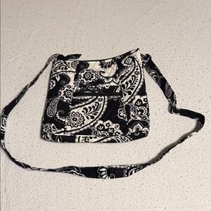 Vera Bradley Black and White Paisley Cross Body Purse